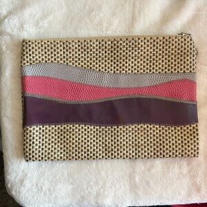 Woven Clutch with Pink and Purple Accents